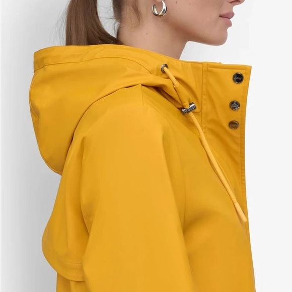 DKNY Yellow Nautical Waterproof Hooded Rain Jacket Coat - DL5MPW27 - Large - Picture 7 of 12